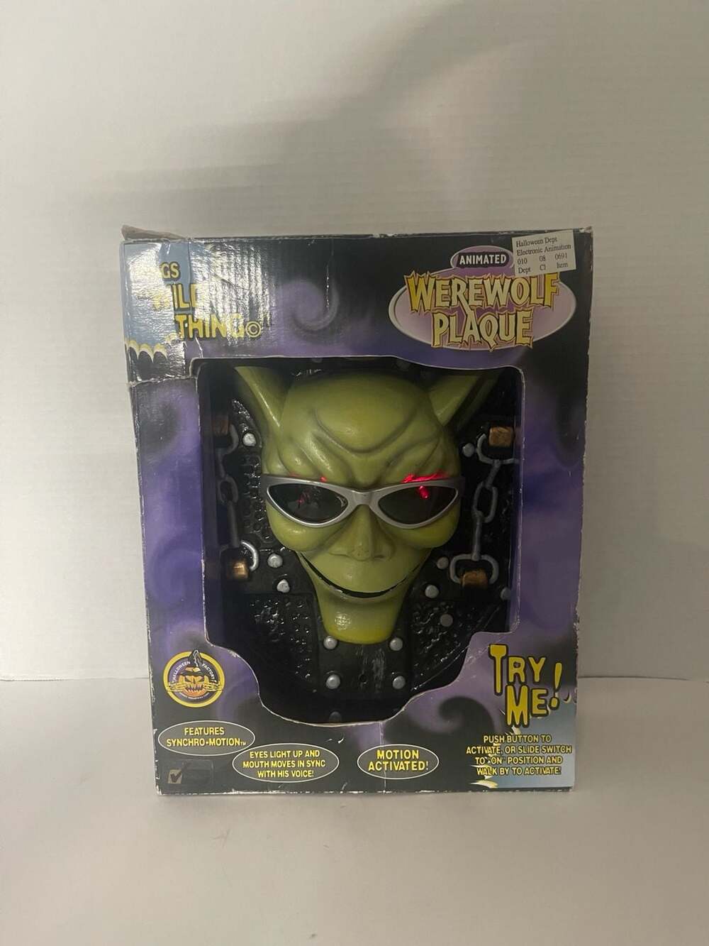 Fully Works Gemmy Animated Werewolf Plaque Halloween Prop Sings Wild Thing 1998